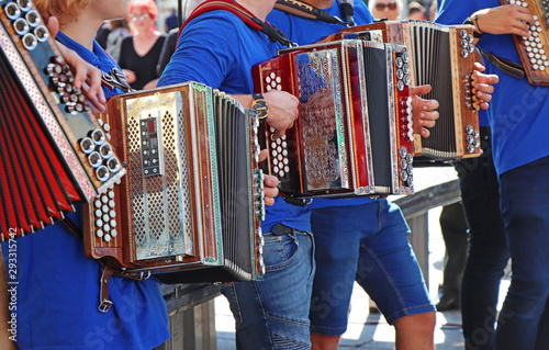 Cuadros en Lienzo Group of young accordion players