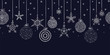 Elegant seamless pattern with hanging Christmas balls and stars. Hand drawn and creative baubles - Vector Illustration.