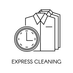 Wall Mural - Express cleaning of shirts, clock as fast service