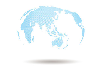 world map 3d design with blue dot shape on white background , present many continent of the world