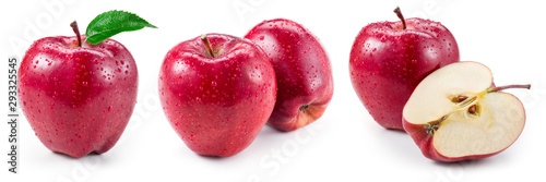 Obraz jabłka  czerwone-jablko-z-kroplami-czerwone-jablka-na-bialym-tle-mokre-jablko-na-bialym-tle