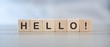 Word hello on cubes