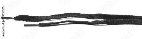 Fotomural Black shoelaces isolated on white background
