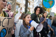 © Halfpoint - Small child with amplifier on global strike for climate change.