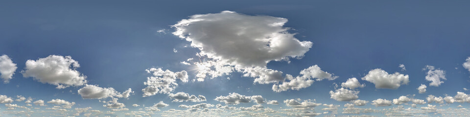 seamless cloudy blue sky hdri panorama 360 degrees angle view with zenith and beautiful clouds for u