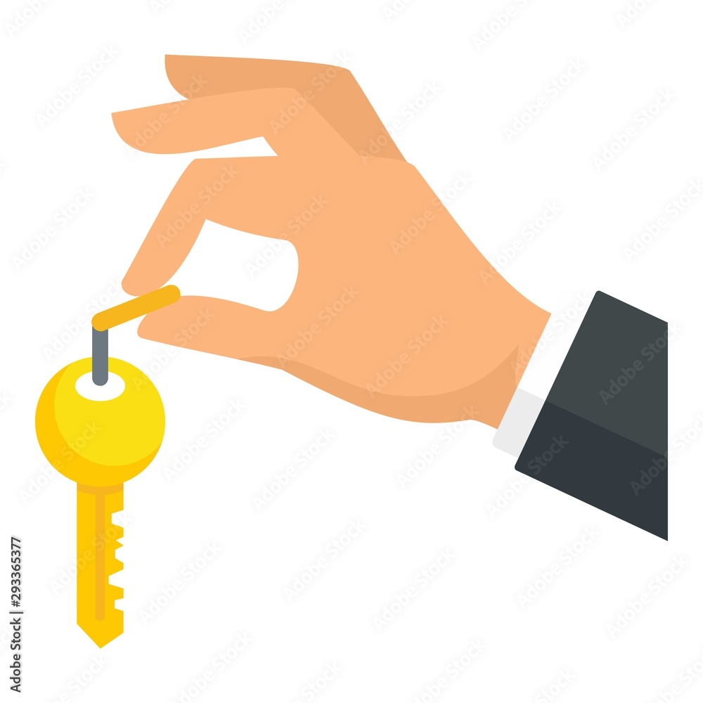 Hand house key icon. Flat illustration of hand house key vector icon ...