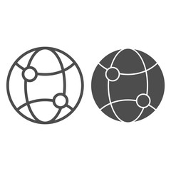 Poster - Worldwide network line and glyph icon. Global internet vector illustration isolated on white. Global network outline style design, designed for web and app.