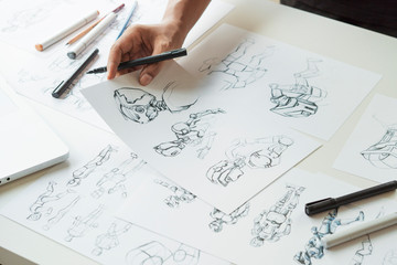 Wall Mural - animator designer development designing drawing sketching development creating graphic pose characte