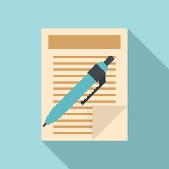 Poster - Pen paper document icon. Flat illustration of pen paper document vector icon for web design