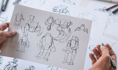 Wall Mural - animator designer development designing drawing sketching development creating graphic pose characte