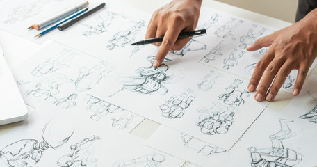 Wall Mural - animator designer development designing drawing sketching development creating graphic pose characte