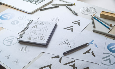 Graphic designer creative design sketch drawing logo Trademark brand Workspace