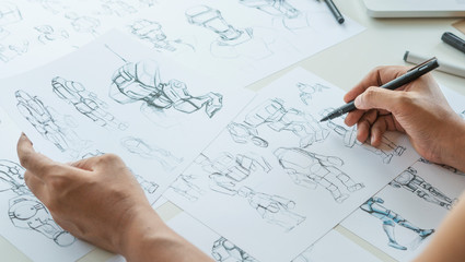 Wall Mural - animator designer development designing drawing sketching development creating graphic pose characte