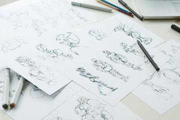Wall Mural - animator designer development designing drawing sketching development creating graphic pose characte