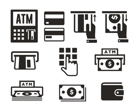 ATM icon set vector