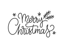 Merry Christmas Hand Drawn Lettering Text Banner