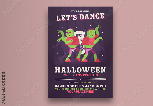 halloween party flyer layout with dancing zombies halloween dance flyer templates