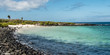 Beach of the small Santa Fe Island , Galapagos.
