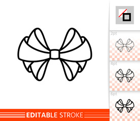 Wall Mural - Bow ribbon gift decor single thin line vector icon