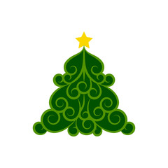 Wall Mural - Christmas Tree new year winter flat vector icon