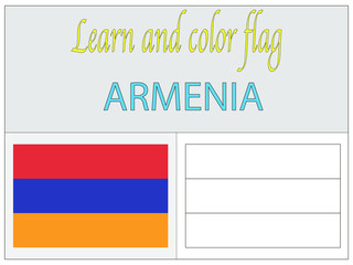  Armenia National flag Coloring Book for Education and learning. original colors and proportion. Simply vector illustration, from countries flag set.