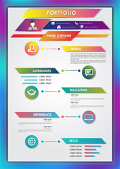 Wall Mural - portfolio resume infographics profile present template modern design with icons user interface kit f