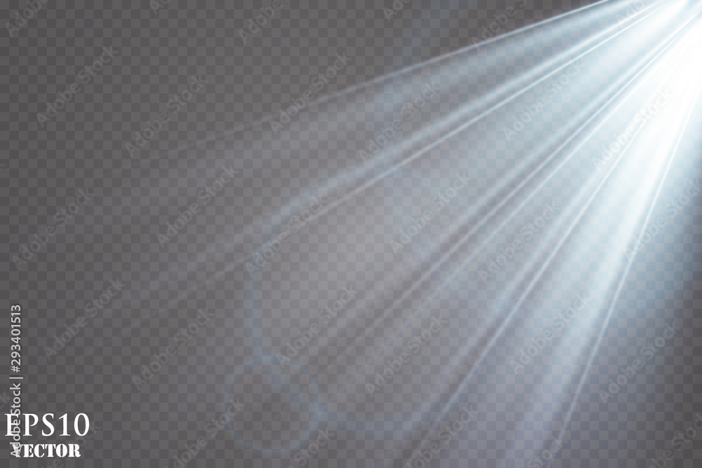 Sunlight on a transparent background. Glow light effects.Star flashed ...