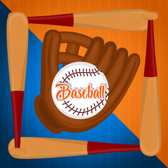 Wall Mural - Baseball poster with a baseball bats, ball and glove - Vector