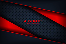 Modern Red Black Background With 3D Overlap Layers Effect. Graphic Design Elements.