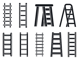 Wood ladder icons set. Simple set of wood ladder vector icons for web design on white background
