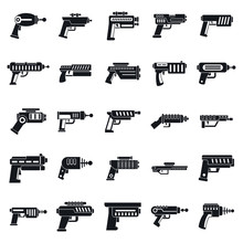 Blaster Gun Icons Set. Simple Set Of Blaster Gun Vector Icons For Web Design On White Background
