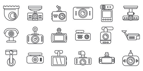 Wall Mural - Digital DVR icons set. Outline set of digital DVR vector icons for web design isolated on white background