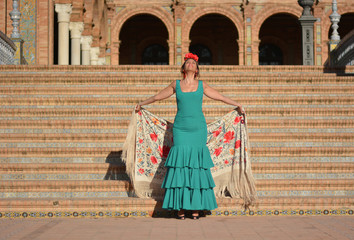 Wall Mural - woman in traditional flamenco  dress