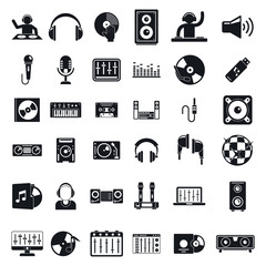 Poster - dj icons set. simple set of dj vector icons for web design on white background