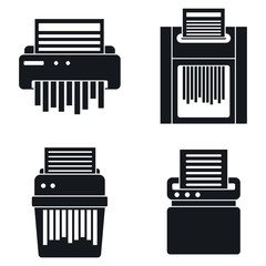 Poster - Paper shredder icons set. Simple set of paper shredder vector icons for web design on white background