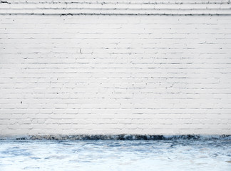 Poster - white brick wall background in rural room