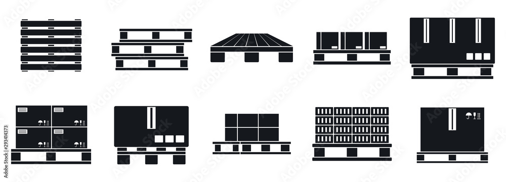 Pallet tray icons set. Simple set of pallet tray vector icons for web design on white background - obrazy, fototapety, plakaty 