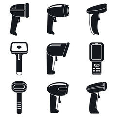 Poster - Market barcode scanner icons set. Simple set of market barcode scanner vector icons for web design on white background