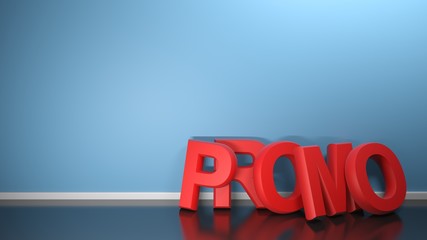 Poster - PROMO red at blue wall - 3D rendering illustration