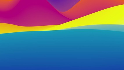 Poster - Looped animation. Abstract colorful wavy background in bright rainbow colors. Modern colorful wallpaper. 3d rendering.