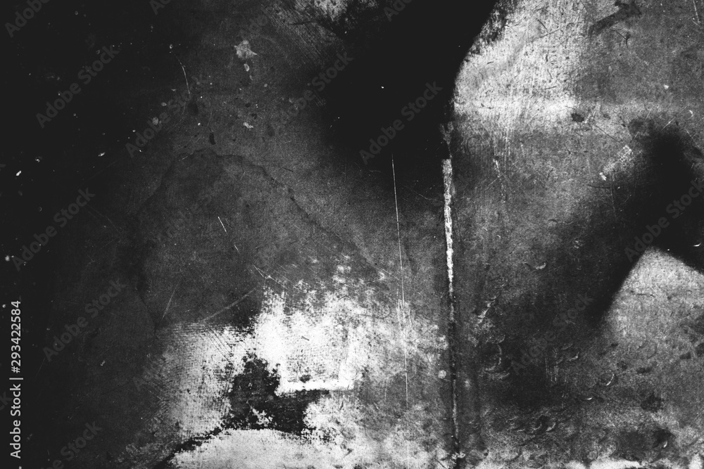 Image of old scratched surface in black and white colors - obrazy, fototapety, plakaty 