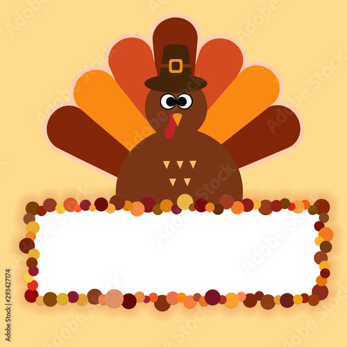Happy Thanksgiving Text Cartoon Turkey On Orange Background Thanksgiving Poster Buy This Stock Illustration And Explore Similar Illustrations At Adobe Stock Adobe Stock