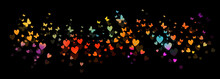 Many Multicolored Hearts With Butterflies. Happy Valentine's Day. Vector Illustration