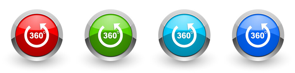 Aufkleber - Panorama silver metallic glossy icons, red, set of modern design buttons for web, internet and mobile applications in four colors options isolated on white background