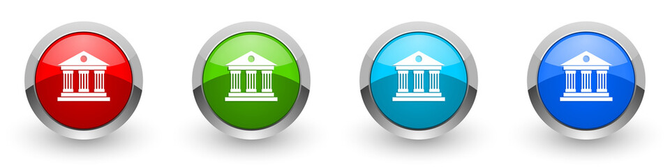 Aufkleber - Museum silver metallic glossy icons, red, set of modern design buttons for web, internet and mobile applications in four colors options isolated on white background