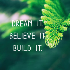 Wall Mural - Motivational and Inspirational Quote - Dream it. Believe it. Build it.