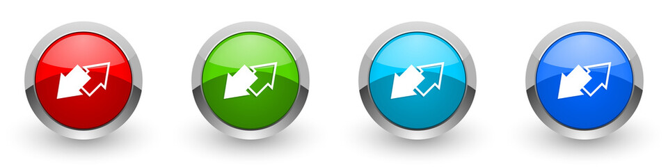 Fototapete - Exchange silver metallic glossy icons, red, set of modern design buttons for web, internet and mobile applications in four colors options isolated on white background
