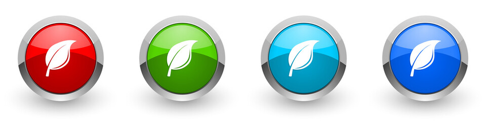 Aufkleber - Nature silver metallic glossy icons, red, set of modern design buttons for web, internet and mobile applications in four colors options isolated on white background
