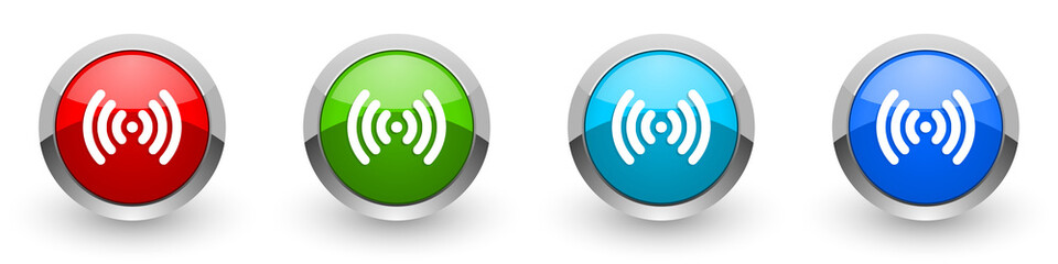 Aufkleber - Wifi silver metallic glossy icons, red, set of modern design buttons for web, internet and mobile applications in four colors options isolated on white background