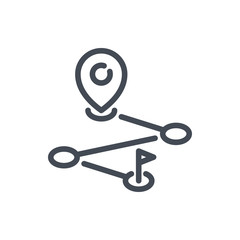 Poster - Route location line icon. Track direction vector outline sign.